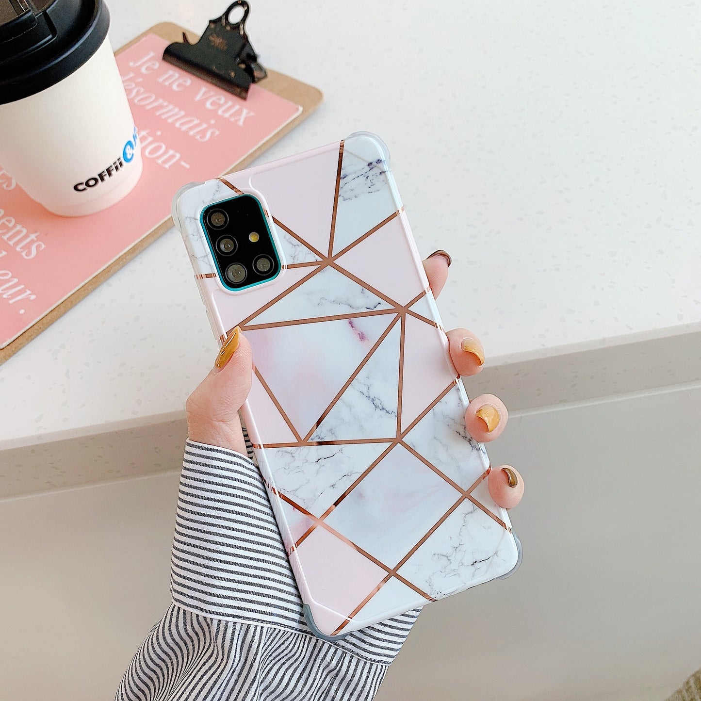 Suitable For Samsung Electroplating Splicing Marble Phone Case